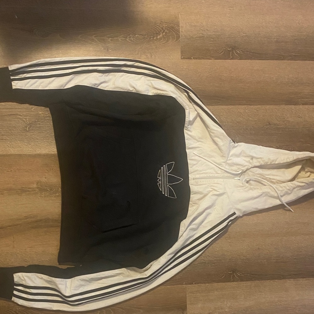 adidas Black and White Trefoil Hooded Sweatshirt